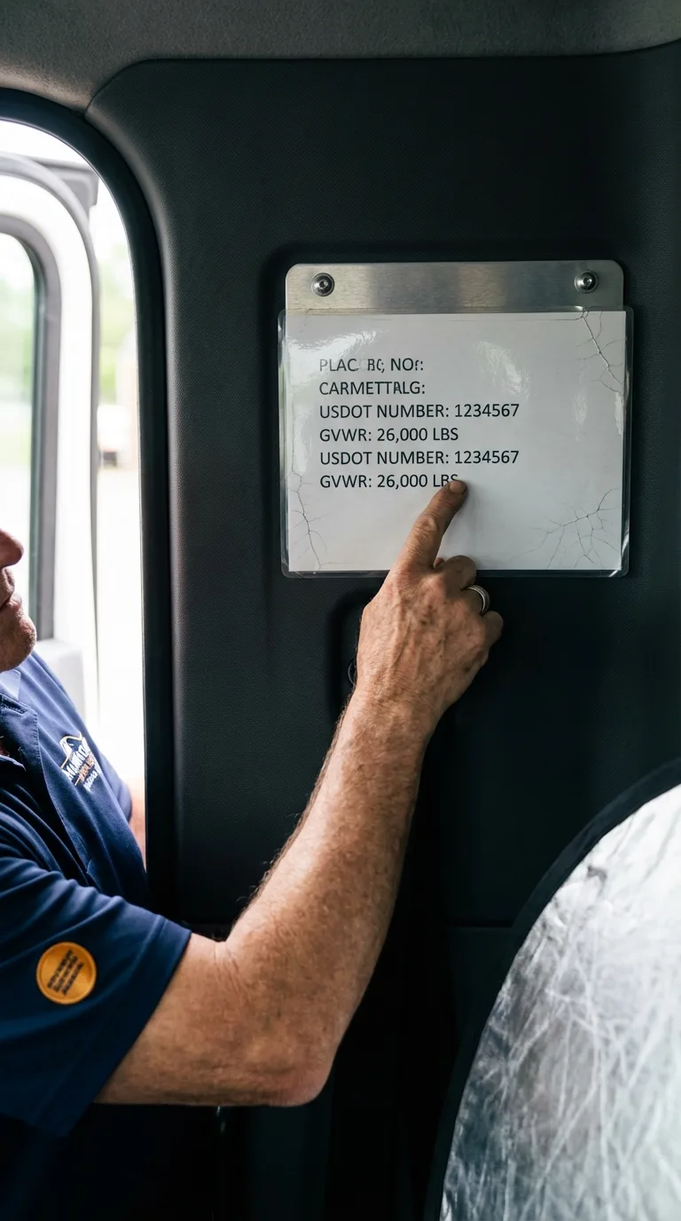 USDOT licensing placard verification in Coopersville
